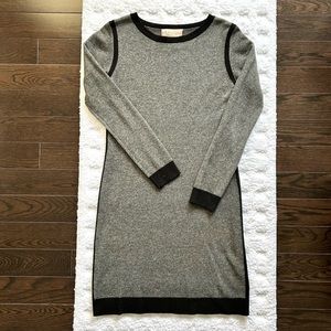 100% Cashmere Philosophy, Long Sleeved Grey with Black Trim Sweater Dress, Sz S